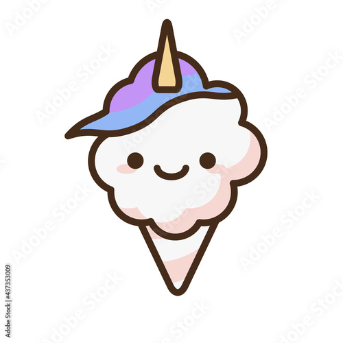 Cotton candy emoji vector character.