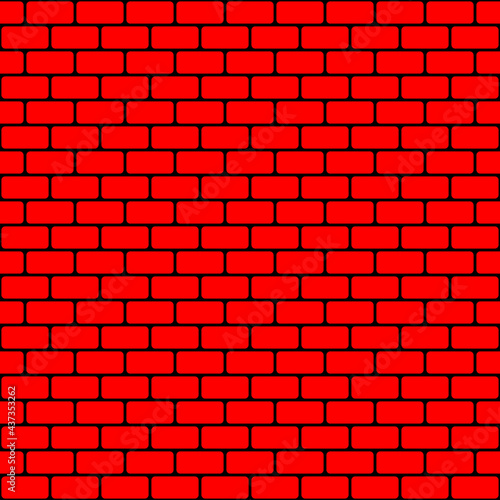 Red and black brick wall background. Seamless repeating pattern. Vector illustration.