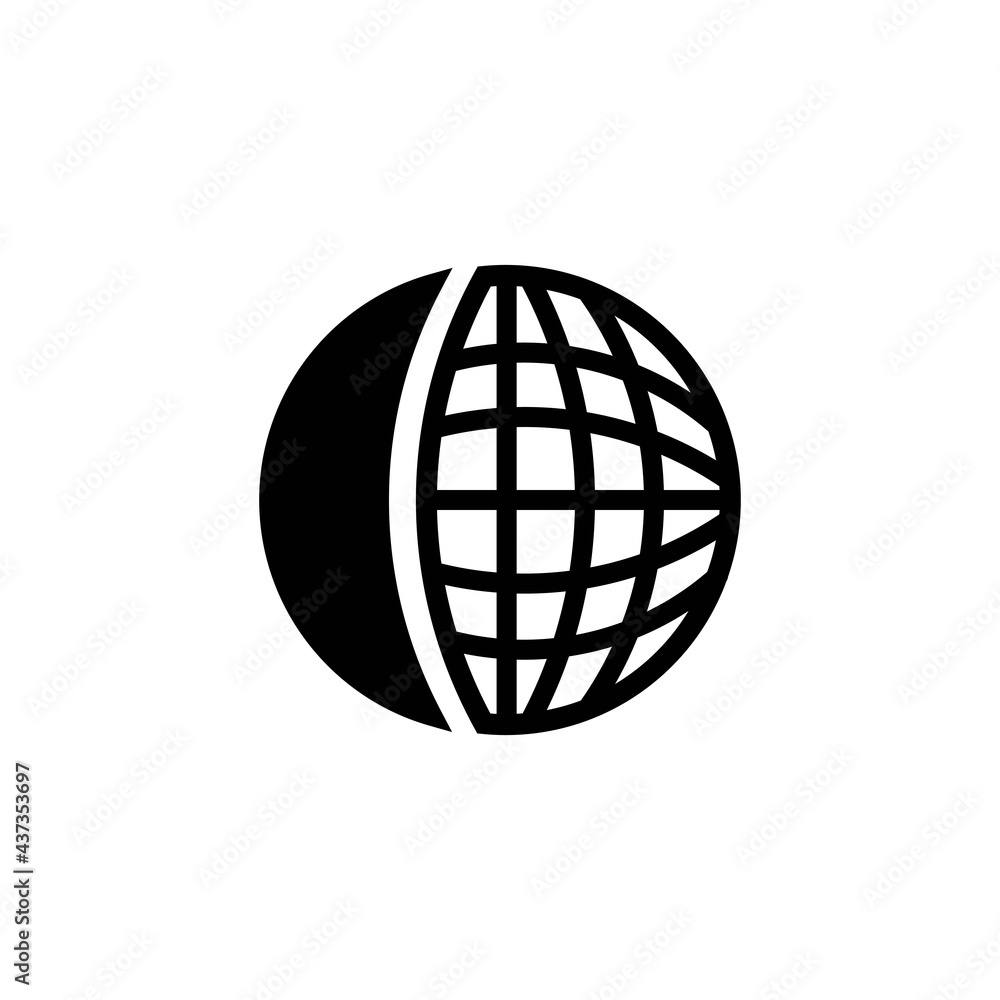 World globe web page or browser template black icon. Planet Earth ...