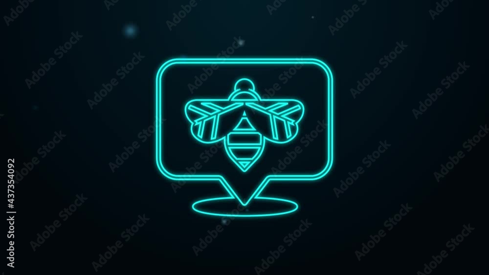 Glowing neon line Bee icon isolated on black background. Sweet natural food. Honeybee or apis with wings symbol. Flying insect. 4K Video motion graphic animation Glowing neon line Bee icon isolated on black background. Sweet natural food. Honeybee or apis with wings symbol. Flying insect. 4K Video motion graphic animation