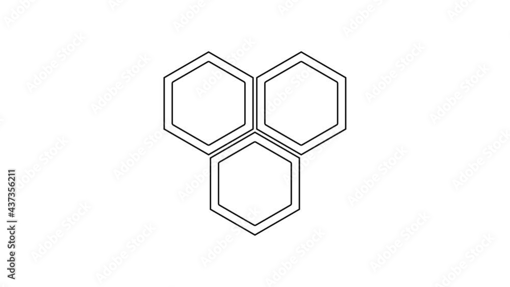 Black line Honeycomb icon isolated on white background. Honey cells symbol. Sweet natural food. 4K Video motion graphic animation Black line Honeycomb icon isolated on white background. Honey cells symbol. Sweet natural food. 4K Video motion graphic animation