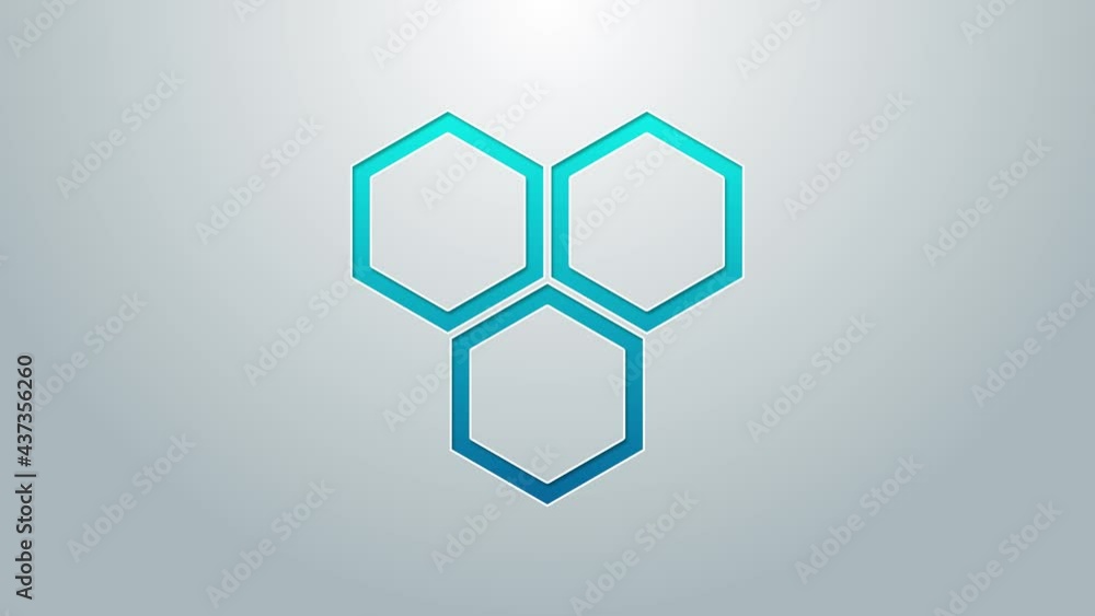 Blue line Honeycomb icon isolated on grey background. Honey cells symbol. Sweet natural food. 4K Video motion graphic animation Blue line Honeycomb icon isolated on grey background. Honey cells symbol. Sweet natural food. 4K Video motion graphic animation