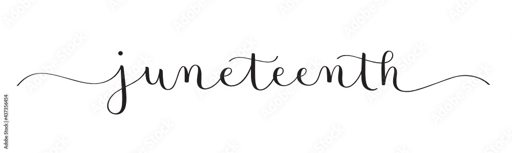 JUNETEENTH black vector brush calligraphy banner isolated on white background JUNETEENTH black vector brush calligraphy banner isolated on white background