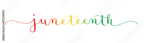 JUNETEENTH colorful vector brush calligraphy banner isolated on white background
