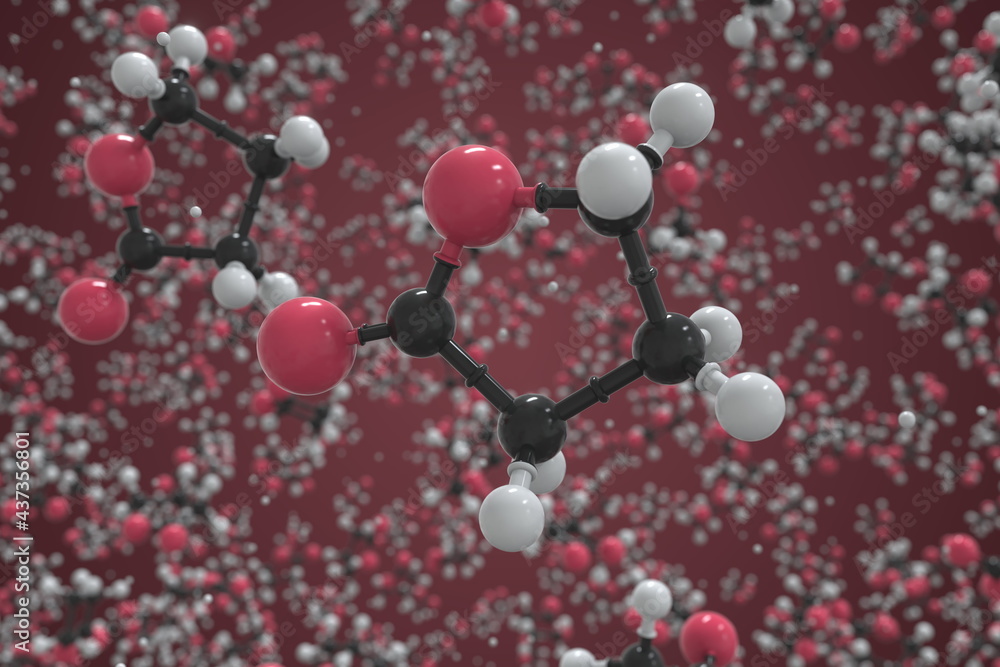 Gamma-butyrolactone molecule made with balls, conceptual molecular model. Chemical 3d rendering Gamma-butyrolactone molecule made with balls, conceptual molecular model. Chemical 3d rendering