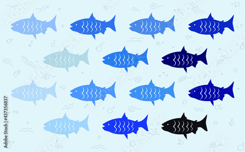Vector Of The Colorful Fishes Clipart 
