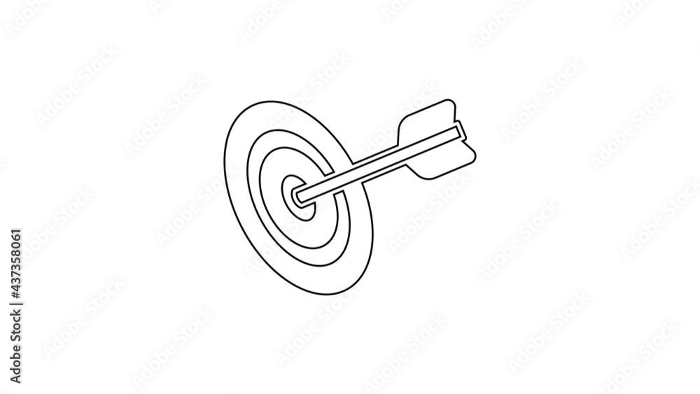 Black line Target financial goal concept icon isolated on white background. Symbolic goals achievement, success. 4K Video motion graphic animation Black line Target financial goal concept icon isolated on white background. Symbolic goals achievement, success. 4K Video motion graphic animation