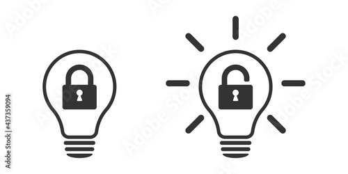 Patented solution. A light bulb with a lock. Illustration. Isolated on a white background.