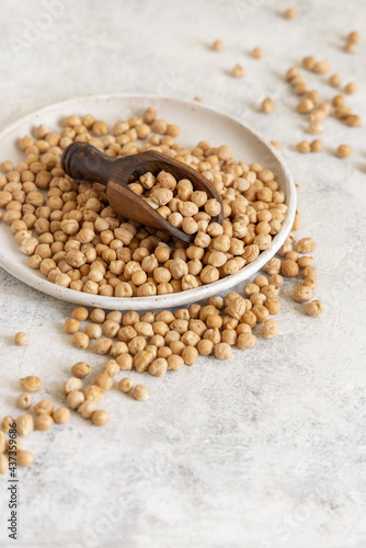Plate of raw dry chickpea