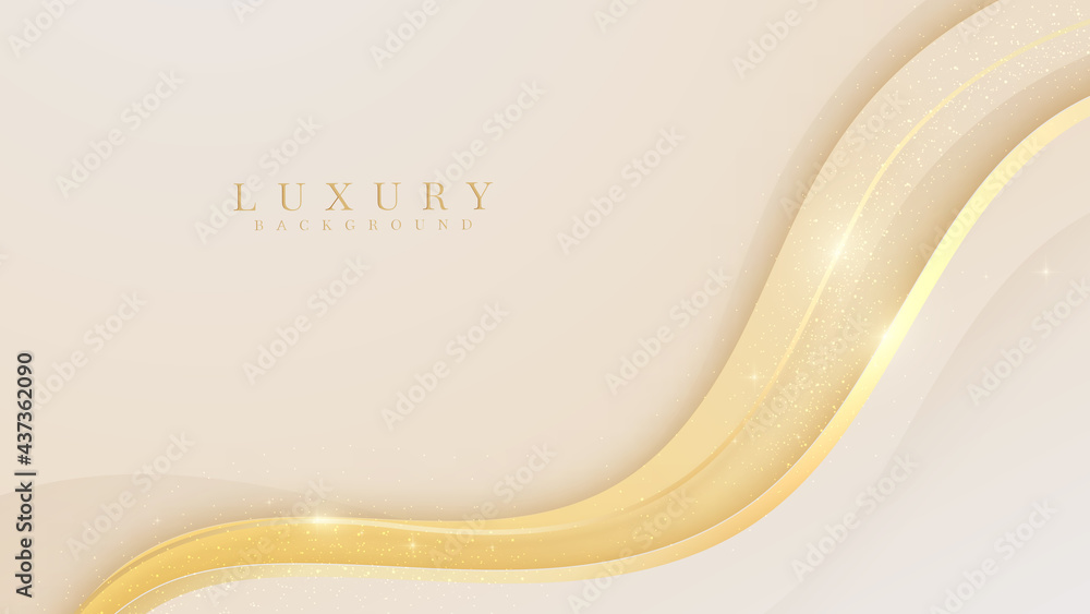 Elegant cream shade background with line golden elements. Realistic luxury  paper cut style 3d modern concept. vector illustration for design. Stock  Vector | Adobe Stock