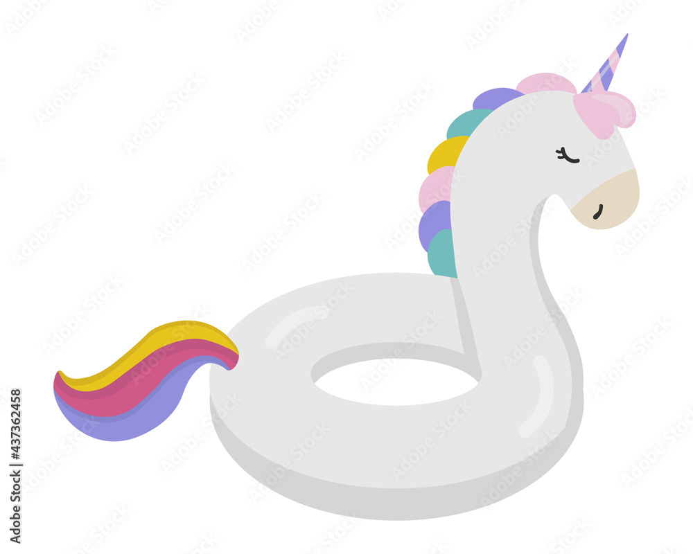 Inflatable ring object with cute Unicorn shaped. Tropical summer inflatable ring for vacations and water activities in swimming pool. Inflatable ring object with cute Unicorn shaped. Tropical summer inflatable ring for vacations and water activities in swimming pool.