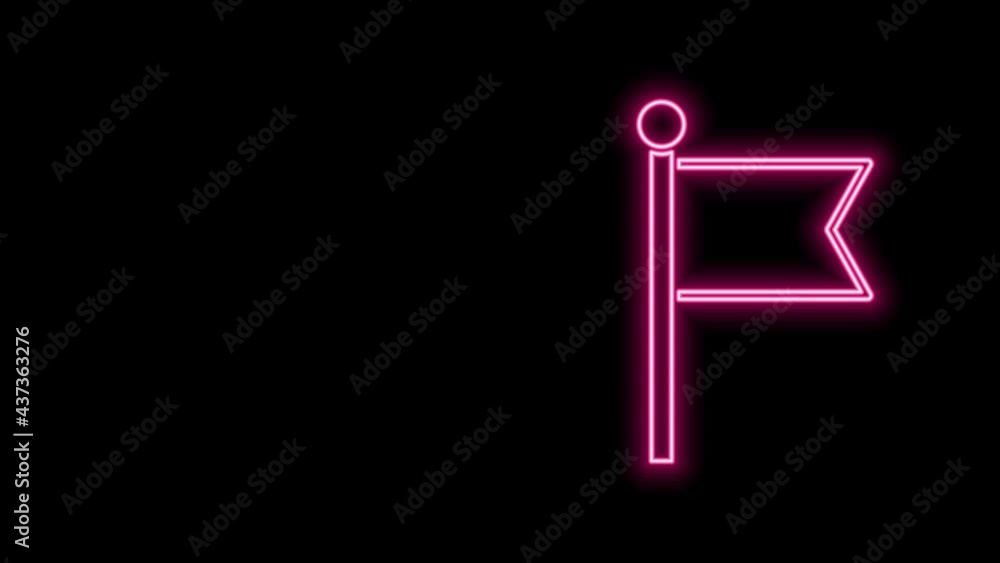 Glowing neon line Flag icon isolated on black background. Victory, winning and conquer adversity concept. 4K Video motion graphic animation Glowing neon line Flag icon isolated on black background. Victory, winning and conquer adversity concept. 4K Video motion graphic animation