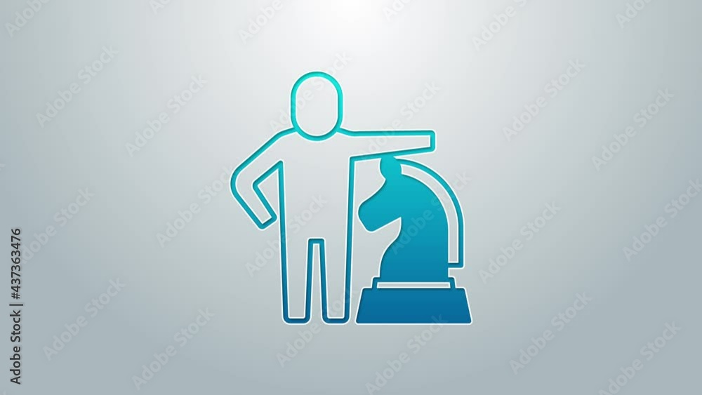 Blue line Chess icon isolated on grey background. Business strategy. Game, management, finance. 4K Video motion graphic animation Blue line Chess icon isolated on grey background. Business strategy. Game, management, finance. 4K Video motion graphic animation