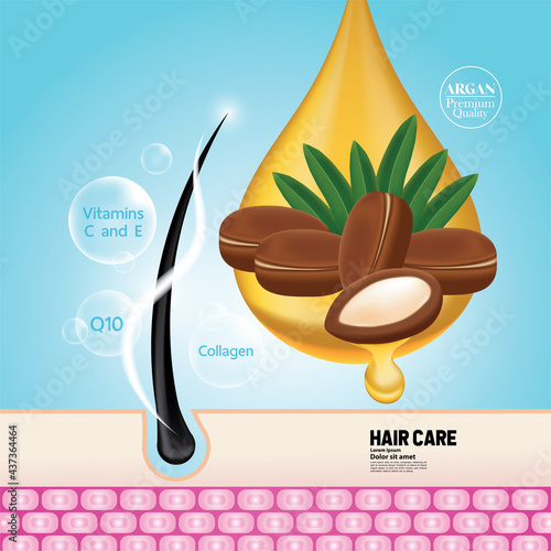 Argan extract for hair product vector illustration.