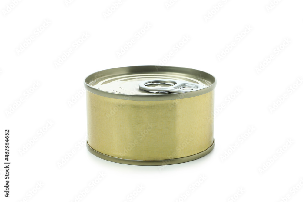 Blank tin isolated on white background, space for text Blank tin isolated on white background, space for text