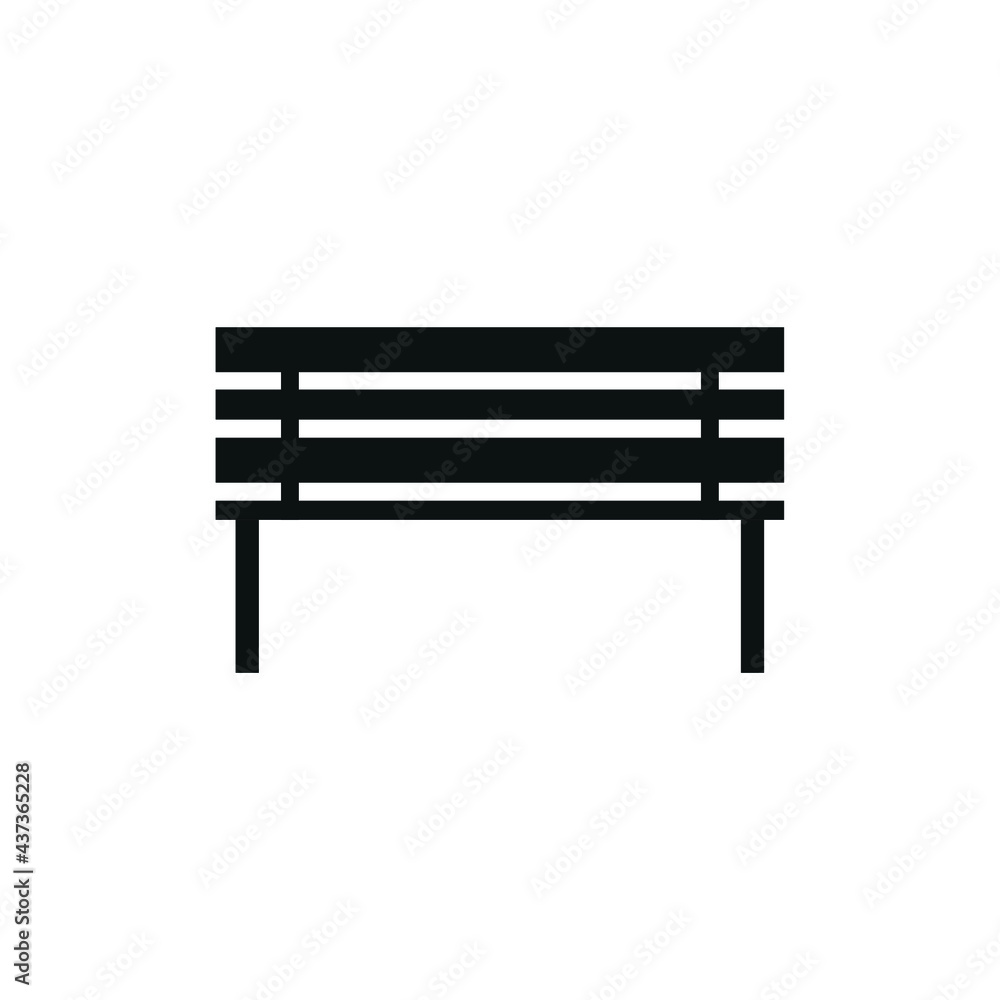 park bench on white background