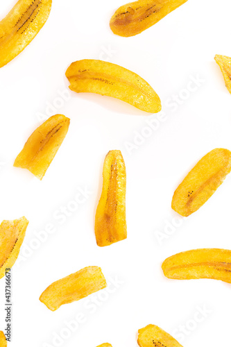 Banana chips background white.