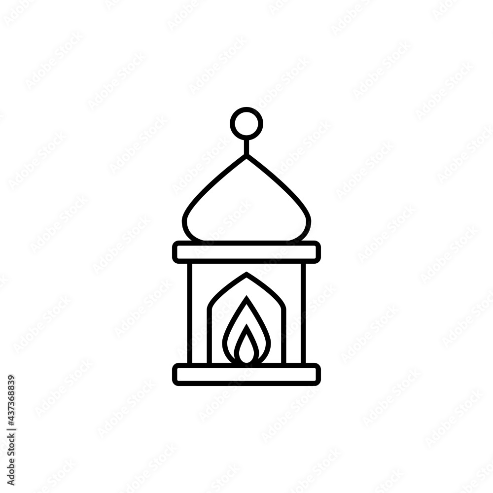 Ramadhan candle Lantern icon in flat black line style, isolated on white background Ramadhan candle Lantern icon in flat black line style, isolated on white background
