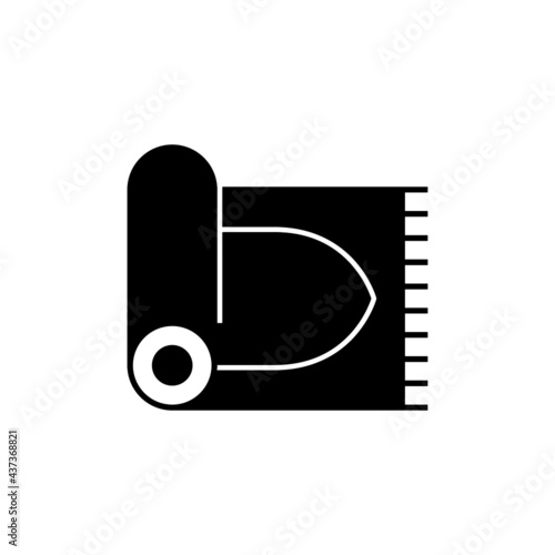 Roll Prayer mat icon in solid black flat shape glyph icon, isolated on white background 