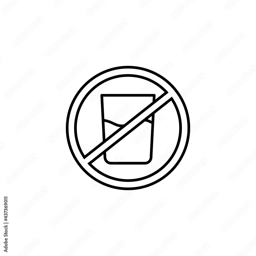 No drink, Fasting icon in flat black line style, isolated on white background No drink, Fasting icon in flat black line style, isolated on white background