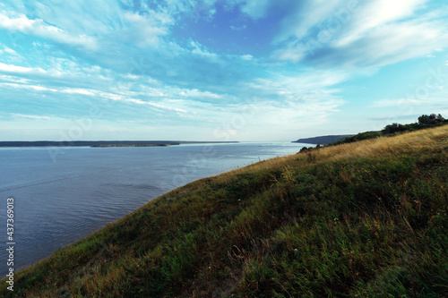 View of the river and green hills