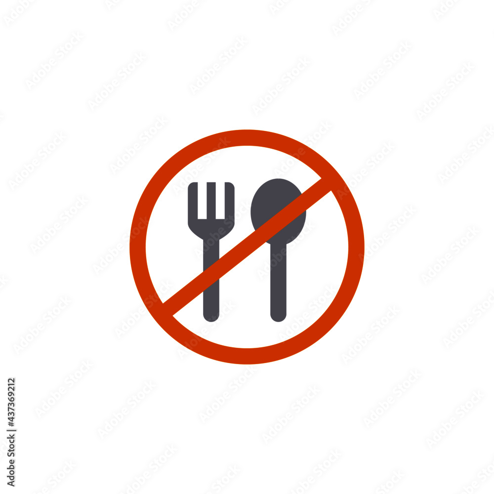 No eating allowed icon in color icon, isolated on white background No eating allowed icon in color icon, isolated on white background