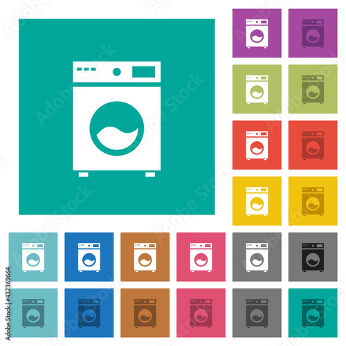 Washing machine square flat multi colored icons