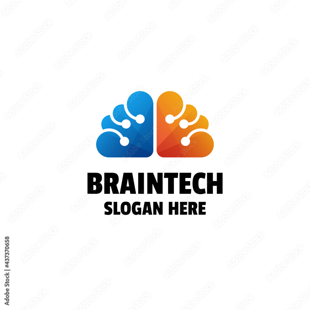Brain Technology Gradient Colorful Logo Design