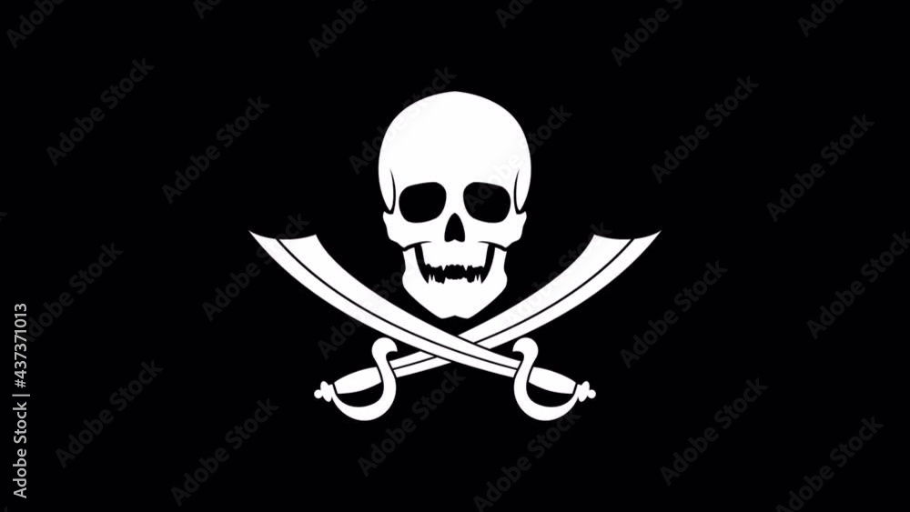 Jolly Roger. Skull with crossed sabers. Pirate skull. Glitch effect. Alpha channel. Jolly Roger. Skull with crossed sabers. Pirate skull. Glitch effect. Alpha channel.
