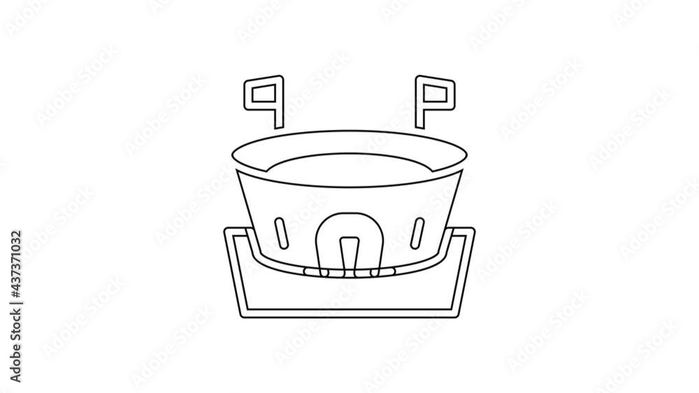 Black line Baseball arena icon isolated on white background. Baseball field. 4K Video motion graphic animation Black line Baseball arena icon isolated on white background. Baseball field. 4K Video motion graphic animation