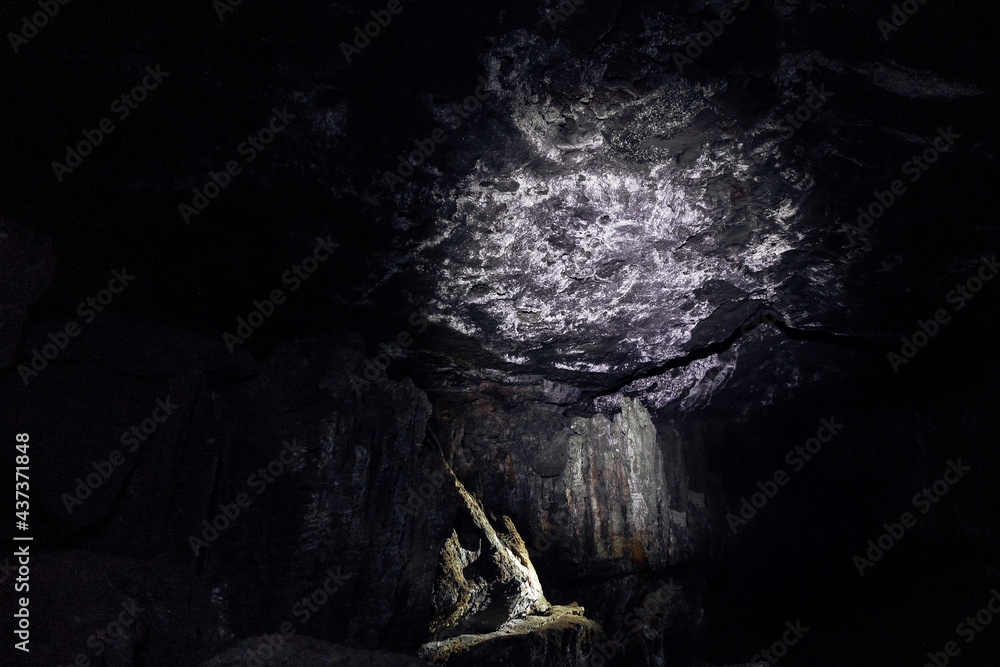 Salt deposits in the cave