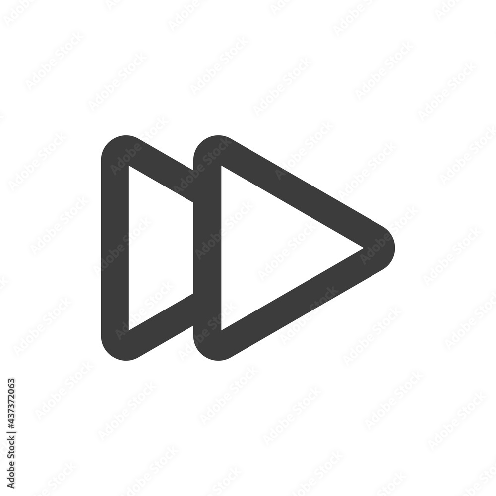 Fast forward, media player control button. Line icon for web and mobile UI design, video apps. Fast forward, media player control button. Line icon for web and mobile UI design, video apps.