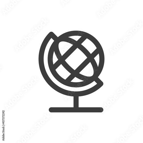 Earth globe icon. School globus  geography concept for educational apps UI design.