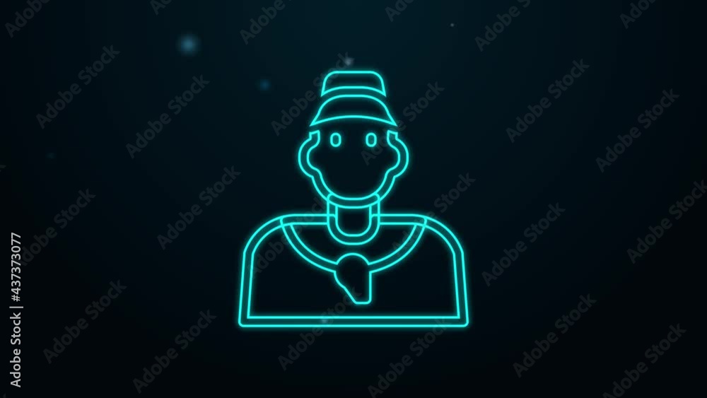 Glowing neon line Baseball coach icon isolated on black background. 4K Video motion graphic animation Glowing neon line Baseball coach icon isolated on black background. 4K Video motion graphic animation