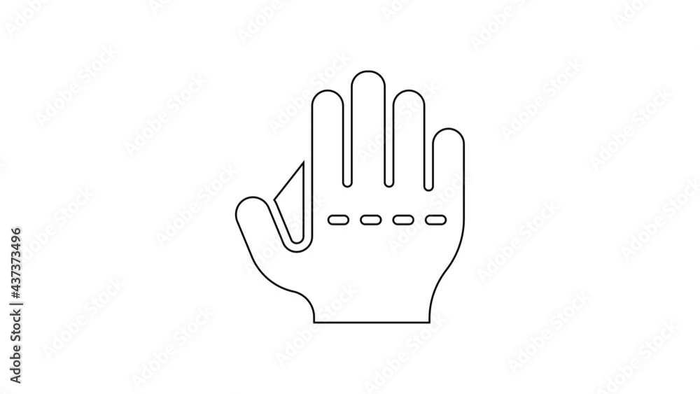 Black line Baseball glove icon isolated on white background. 4K Video motion graphic animation Black line Baseball glove icon isolated on white background. 4K Video motion graphic animation