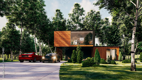 3d render of modern house in the middle of nature © DigitalGenetics