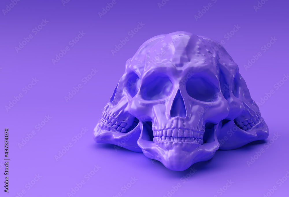 Human skull on Rich Blue Background. The concept of death 3d render illustration. Human skull on Rich Blue Background. The concept of death 3d render illustration.