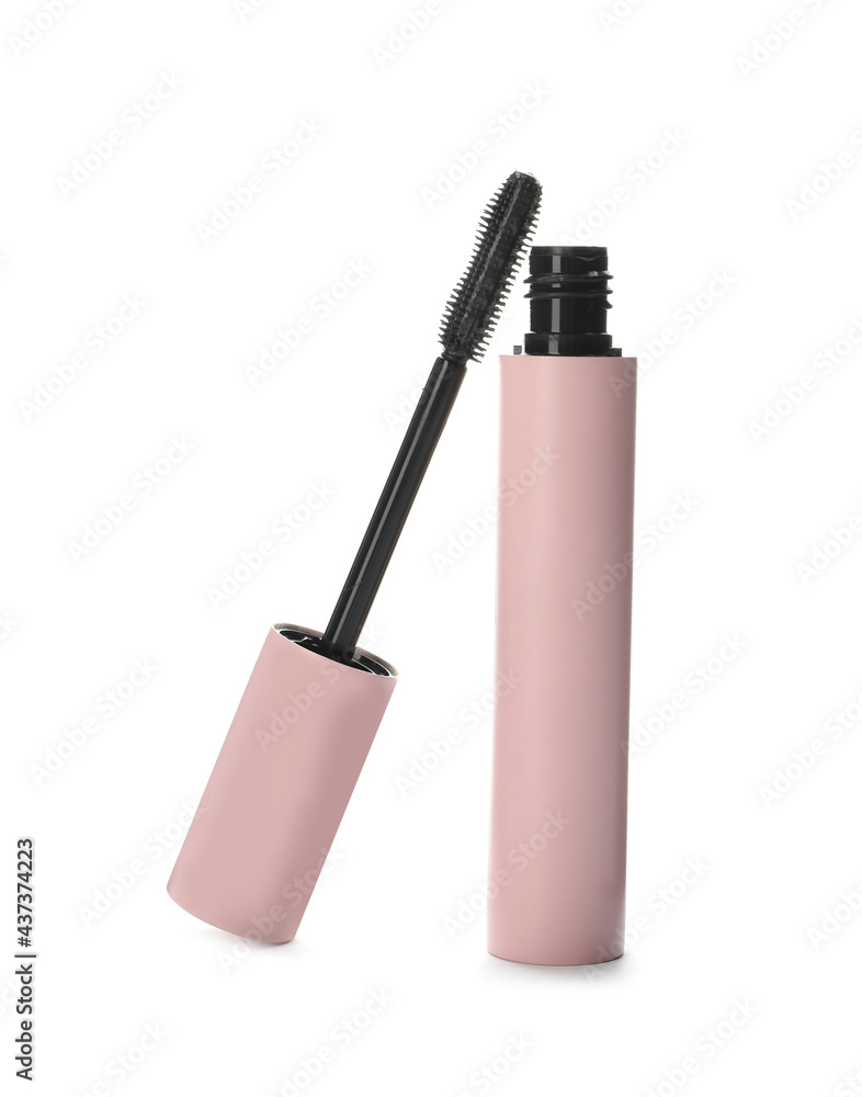 Obraz premium Mascara for eyelashes on white background. Makeup product