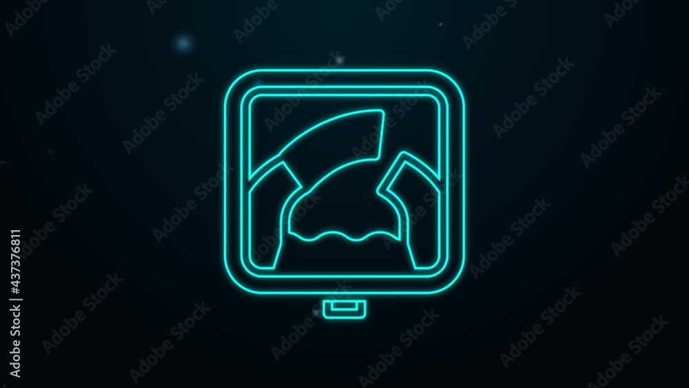 Glowing neon line Drawbridge ahead icon isolated on black background. Information road sign. 4K Video motion graphic animation Glowing neon line Drawbridge ahead icon isolated on black background. Information road sign. 4K Video motion graphic animation