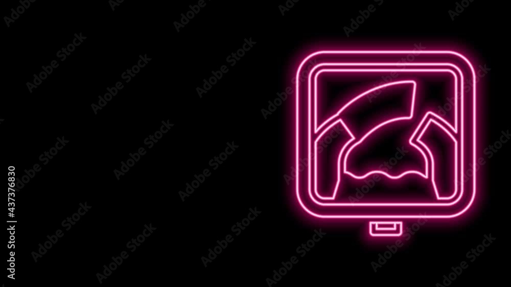 Glowing neon line Drawbridge ahead icon isolated on black background. Information road sign. 4K Video motion graphic animation Glowing neon line Drawbridge ahead icon isolated on black background. Information road sign. 4K Video motion graphic animation
