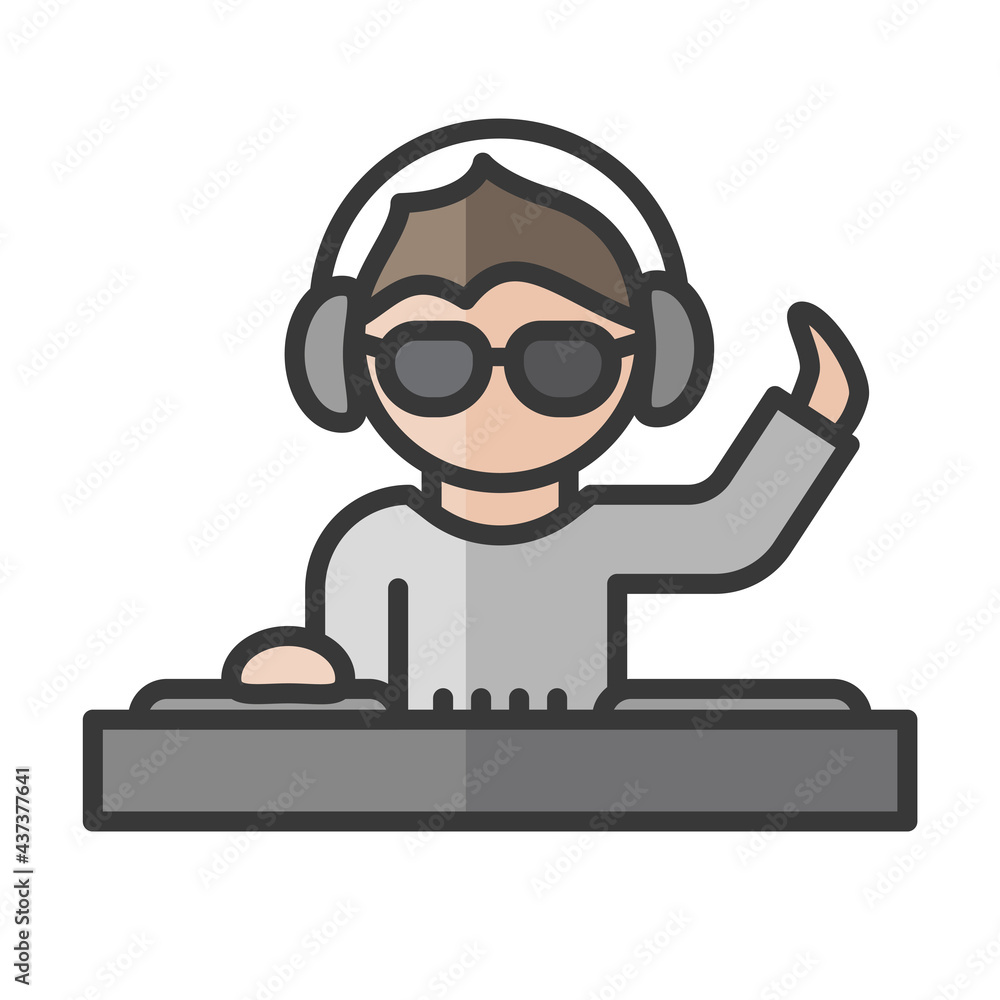 Dj avatar. Male musician character. Mixing and music Dj avatar. Male musician character. Mixing and music