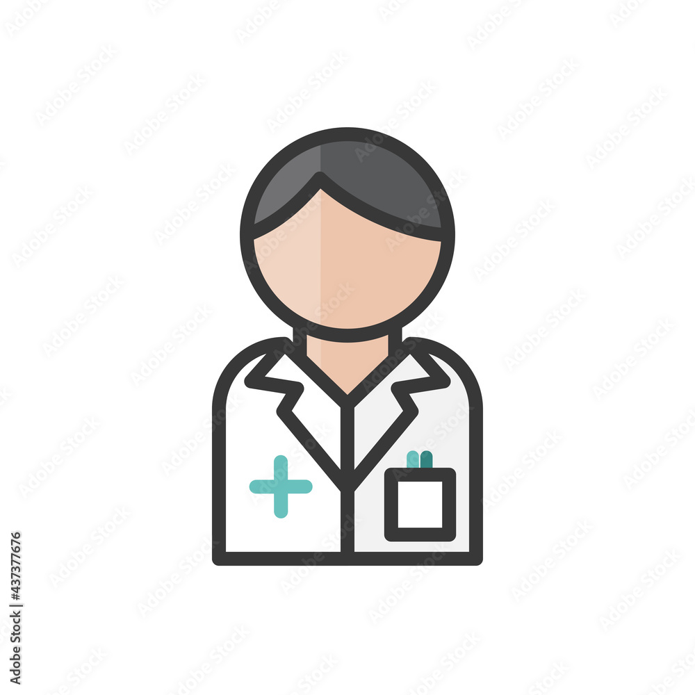 Male pharmacist avatar. Pharmacy services character. Profile user, person, people icon. Vector illustration Male pharmacist avatar. Pharmacy services character. Profile user, person, people icon. Vector illustration