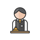 Male hotel receptionist avatar. Man with uniform and bell character. Profile user, person. People icon. Vector illustration