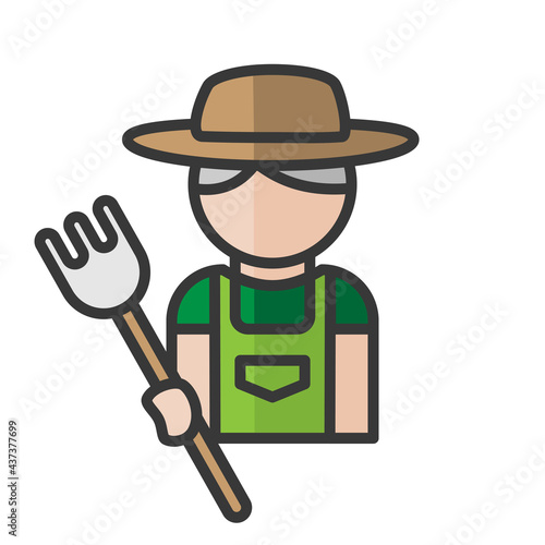 Male gardener avatar. Man working in the garden. Profile user, person. People icon. Vector illustration