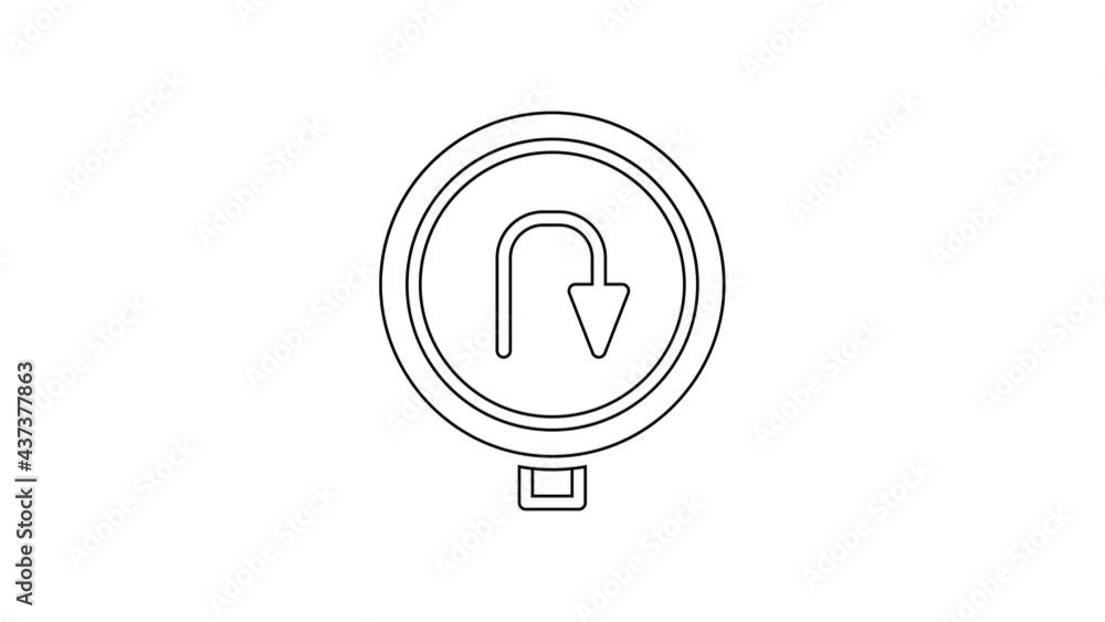 Black line Turn back road icon isolated on white background. Traffic rules and safe driving. 4K Video motion graphic animation Black line Turn back road icon isolated on white background. Traffic rules and safe driving. 4K Video motion graphic animation