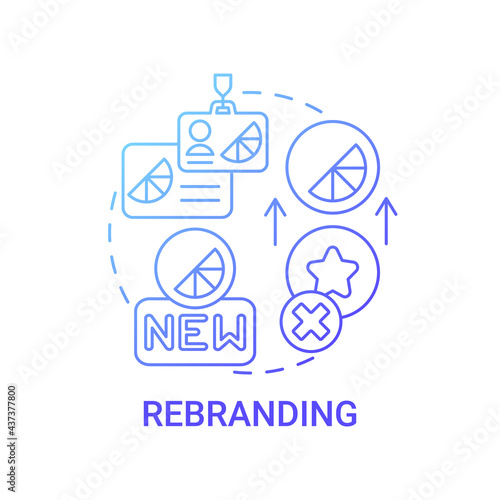 Rebranding concept icon. Brand change abstract idea thin line illustration. Connecting with new audience. Change in business plans. Rebranding company mission. Vector isolated outline color drawing