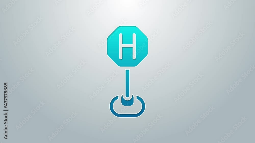 Blue line Hospital road traffic icon isolated on grey background. Traffic rules and safe driving. 4K Video motion graphic animation Blue line Hospital road traffic icon isolated on grey background. Traffic rules and safe driving. 4K Video motion graphic animation
