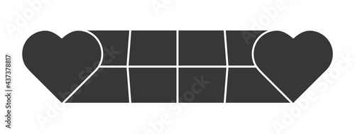 Photo collage frames template in heart. Family photo collage frames template for interior design. Vector collage layout for photo montage. Template with 10 fields. Wall family template. 