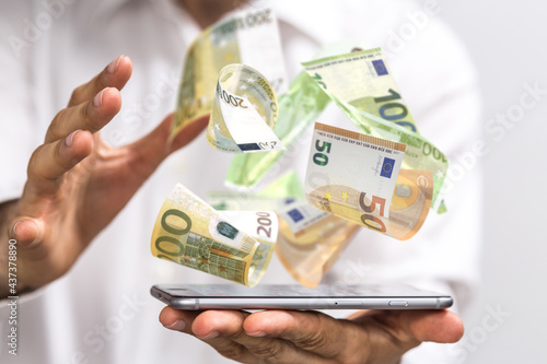 bill euro banknote in hand ...
