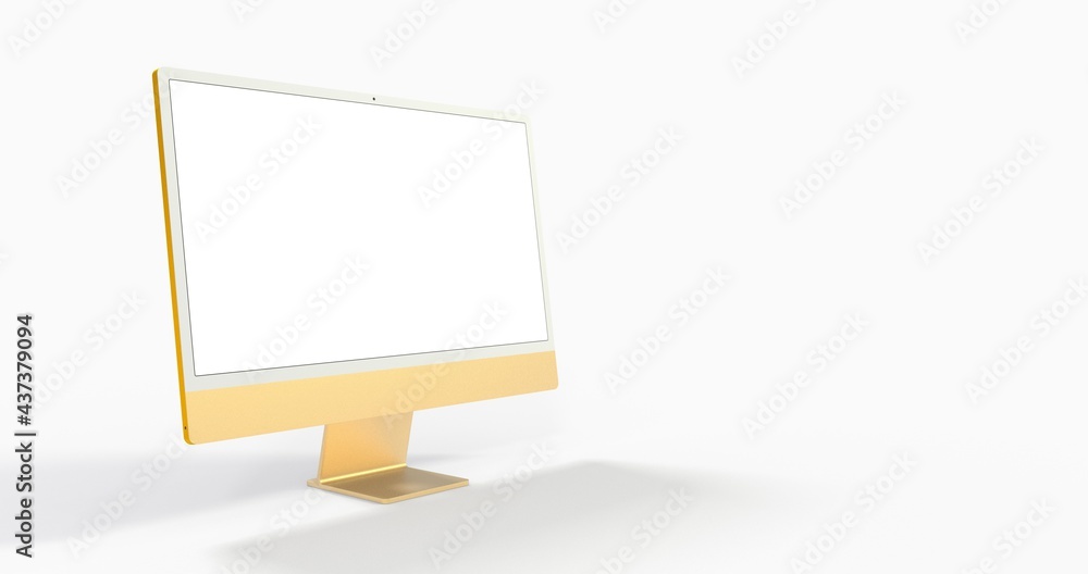 Realistic flat screen computer monitor 3de style mockup with blank screen isolated 3d Realistic flat screen computer monitor 3de style mockup with blank screen isolated 3d